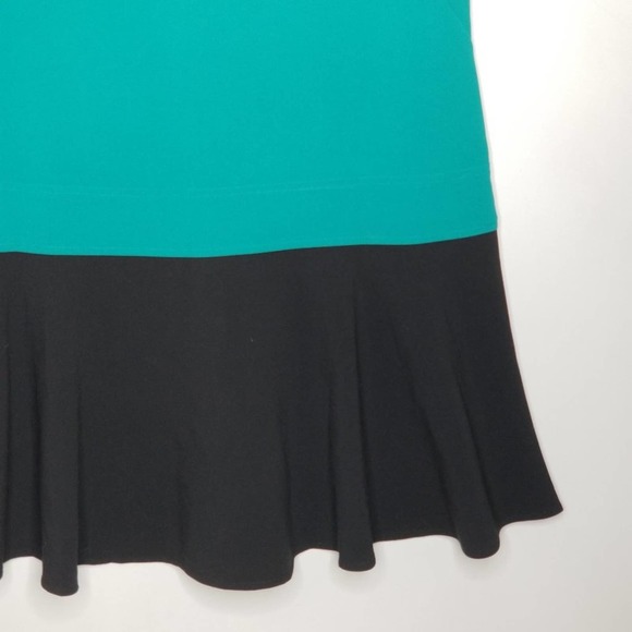 LOFT Dress 12 Green Black Drop Waist Colorblock - Picture 3 of 7